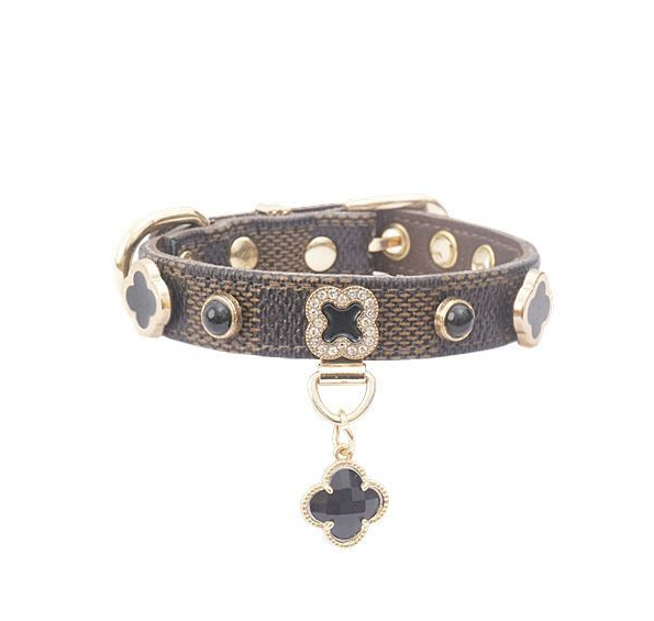 Designer Crystal Pet Collar – Luxury Monogram Collar for Dogs & Cats