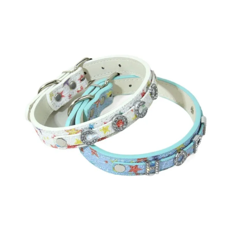 Designer Star Pet Collar – Crystal PU Leather Collar for Dogs & Cats