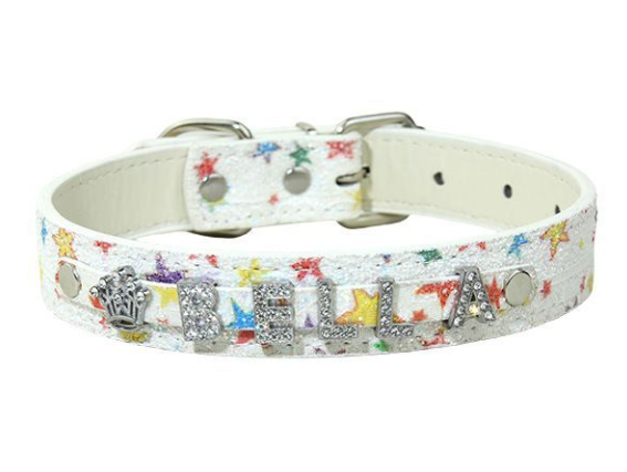 Designer Star Pet Collar – Crystal PU Leather Collar for Dogs & Cats