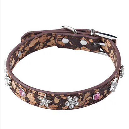 Vintage Leopard Studded Pet Collar – Adjustable PU Leather Collar for Cats & Small Dogs