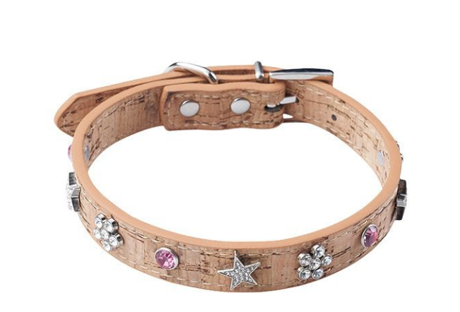 Vintage Leopard Studded Pet Collar – Adjustable PU Leather Collar for Cats & Small Dogs