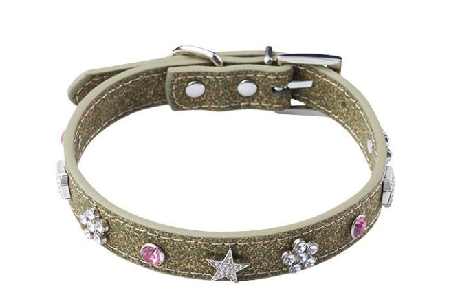 Vintage Leopard Studded Pet Collar – Adjustable PU Leather Collar for Cats & Small Dogs