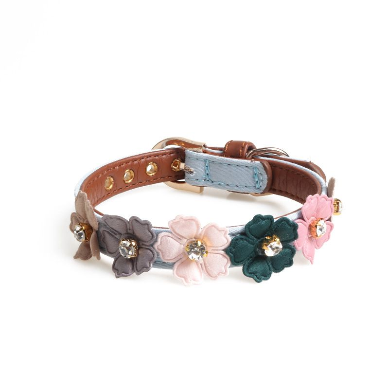 Elegant Flower Pet Collar – Crystal Designer Collar for Dogs & Cats