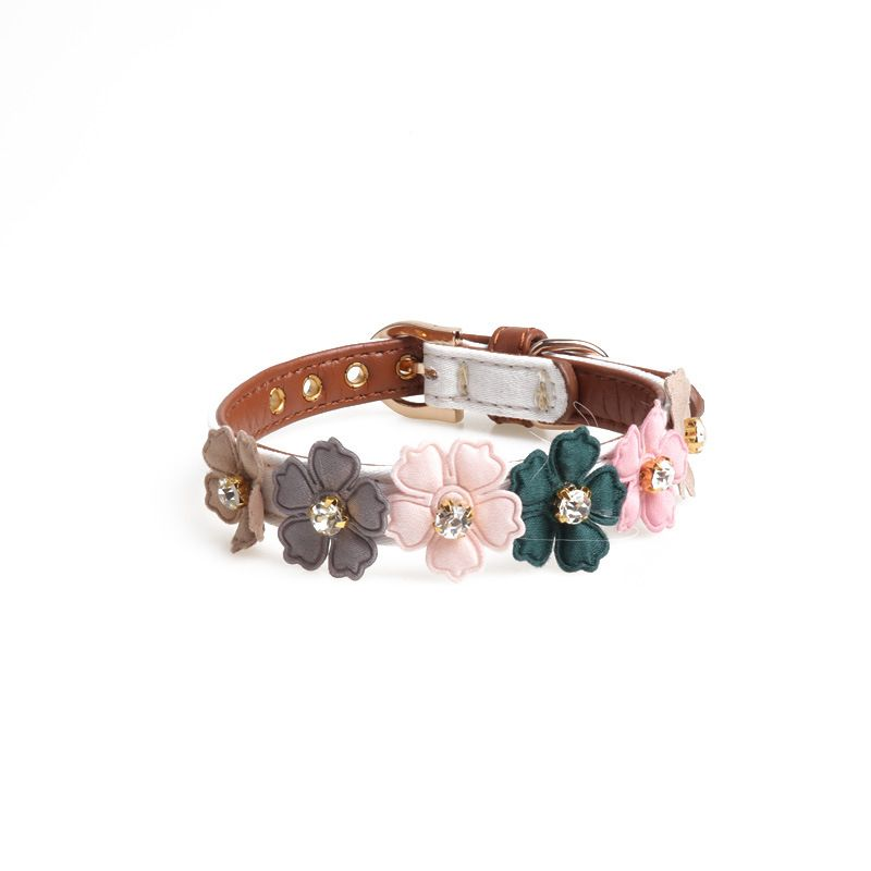 Elegant Flower Pet Collar – Crystal Designer Collar for Dogs & Cats