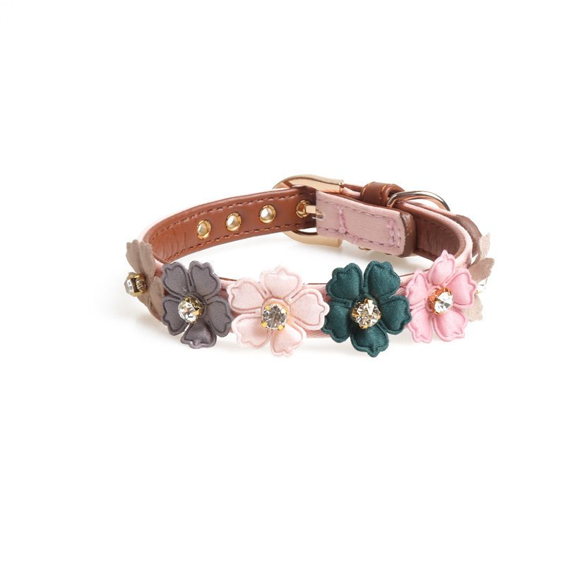 Elegant Flower Pet Collar – Crystal Designer Collar for Dogs & Cats