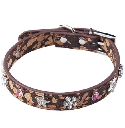 Vintage Leopard Studded Pet Collar – Adjustable PU Leather Collar for Cats & Small Dogs