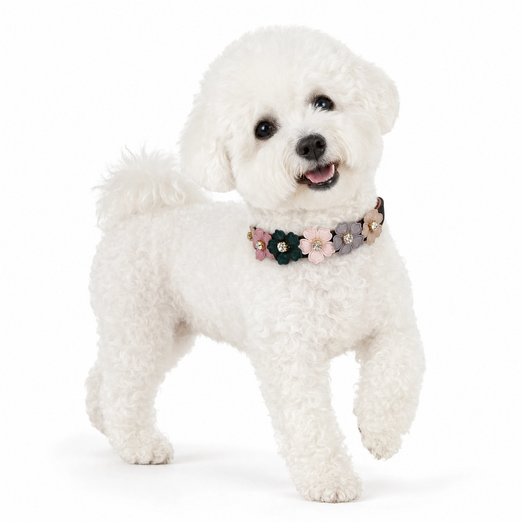 Elegant Flower Pet Collar – Crystal Designer Collar for Dogs & Cats