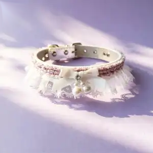 Elegant Lace Pet Collar – Adjustable Bow Collar for Cats & Dogs
