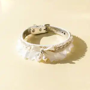 Elegant Lace Pet Collar – Adjustable Bow Collar for Cats & Dogs