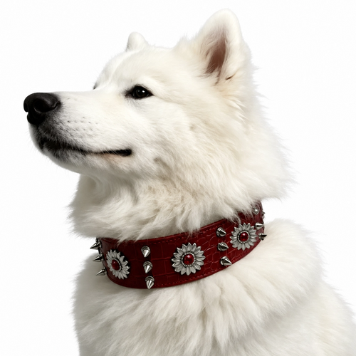 Bold Statement Dog Collar – Studded PU Leather Collar for Large Dogs